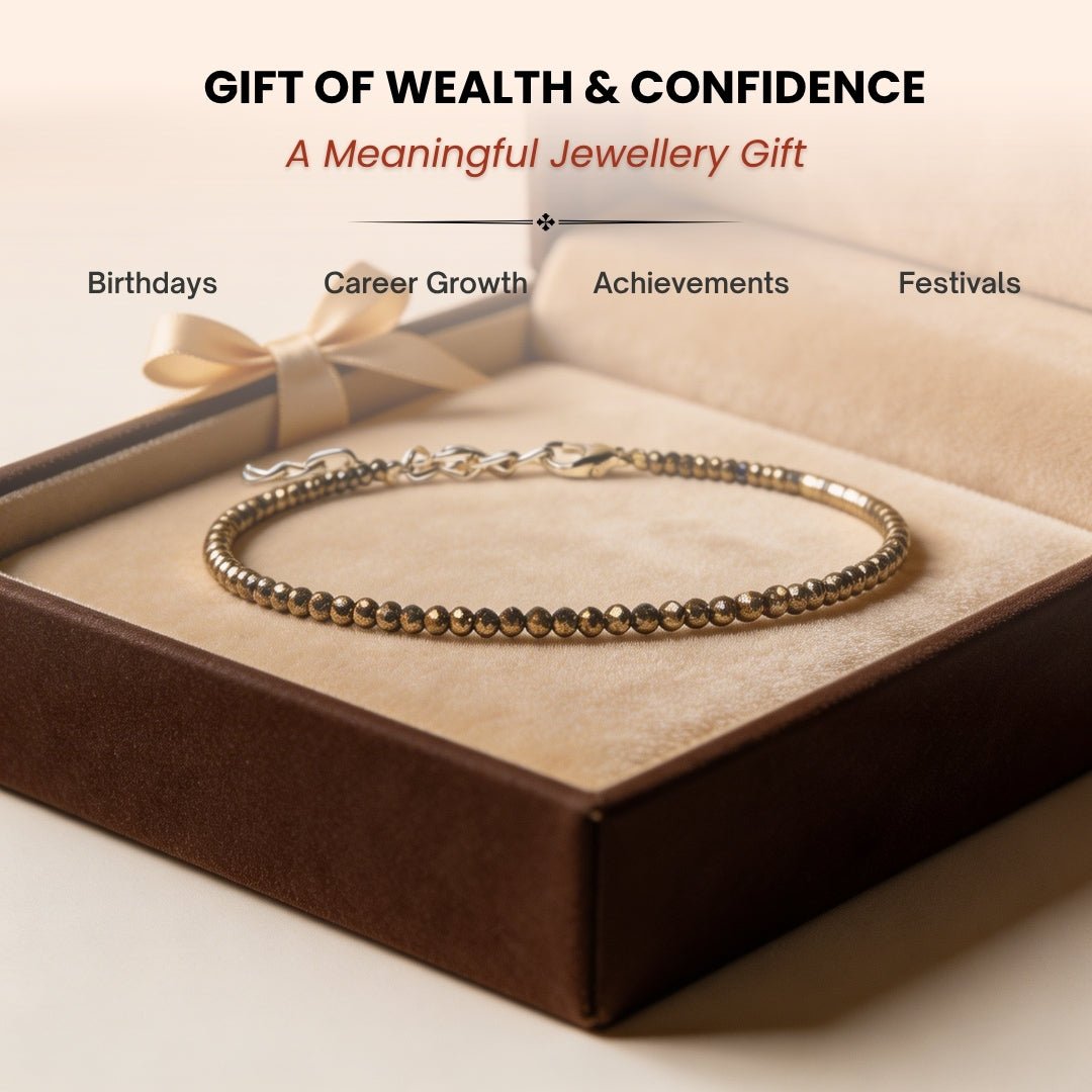 ✨ PYRITE ANKLET FOR WOMEN – WEALTH, CONFIDENCE & MANIFESTATION JEWELLERY - plusvalueindia