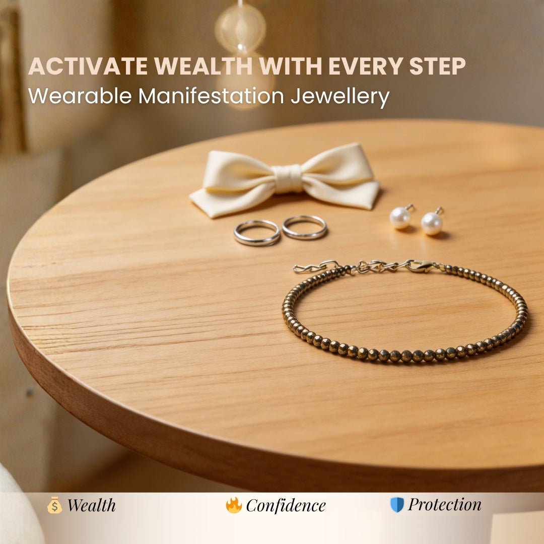 ✨ PYRITE ANKLET FOR WOMEN – WEALTH, CONFIDENCE & MANIFESTATION JEWELLERY - plusvalueindia