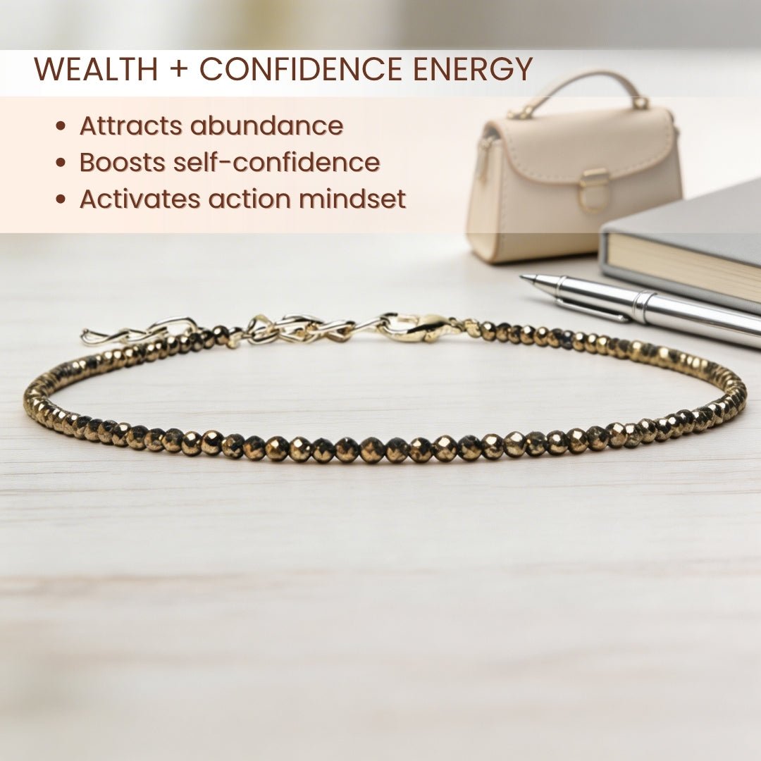 ✨ PYRITE ANKLET FOR WOMEN – WEALTH, CONFIDENCE & MANIFESTATION JEWELLERY - plusvalueindia