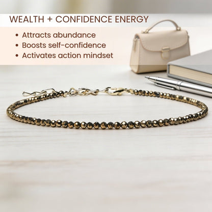 ✨ PYRITE ANKLET FOR WOMEN – WEALTH, CONFIDENCE & MANIFESTATION JEWELLERY - plusvalueindia