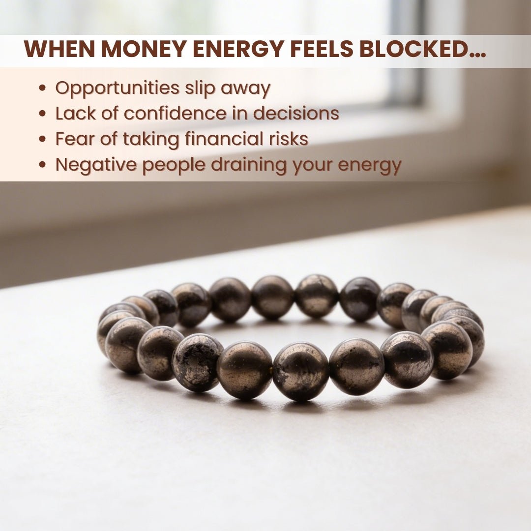 Pyrite Bracelet to Attract Abundance, Prosperity & Good Luck, Money Magnet - plusvalueindia