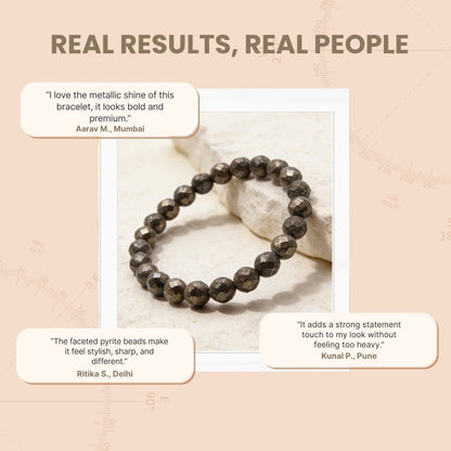 Pyrite Faceted Bracelet Attract Money & Wealth Fast (8mm Beads) - plusvalueindia