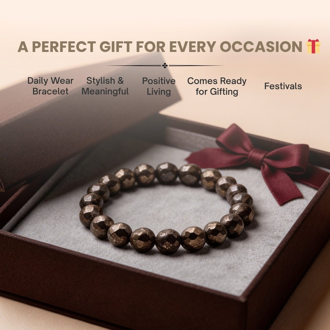 Pyrite Faceted Bracelet Attract Money & Wealth Fast (8mm Beads) - plusvalueindia
