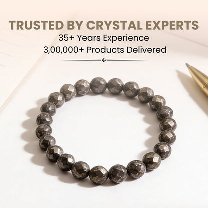 Pyrite Faceted Bracelet Attract Money & Wealth Fast (8mm Beads) - plusvalueindia