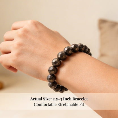 Pyrite Faceted Bracelet Attract Money & Wealth Fast (8mm Beads) - plusvalueindia