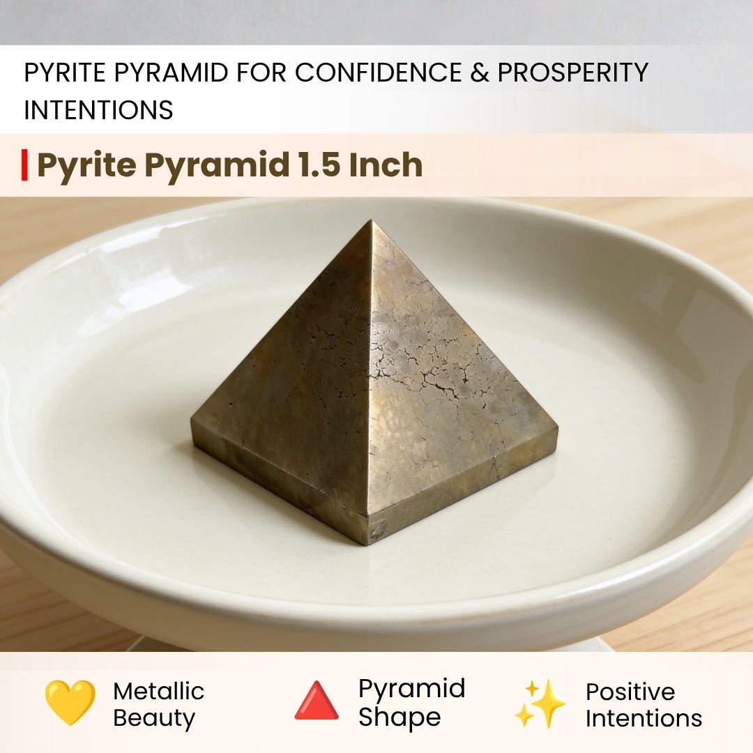 Pyrite Pyramid Money Magnet Stone for Career, Business Opportunities, Wealth Attraction (Size: 1inch to 1.5inch approx) - plusvalueindia