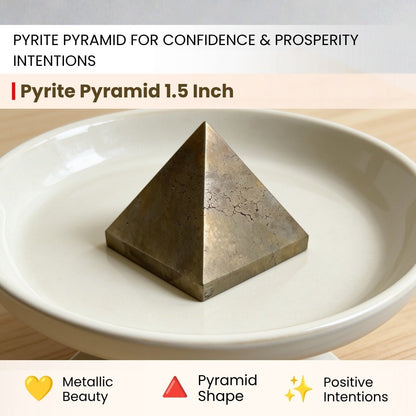 Pyrite Pyramid Money Magnet Stone for Career, Business Opportunities, Wealth Attraction (Size: 1inch to 1.5inch approx) - plusvalueindia