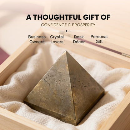 Pyrite Pyramid Money Magnet Stone for Career, Business Opportunities, Wealth Attraction (Size: 1inch to 1.5inch approx) - plusvalueindia