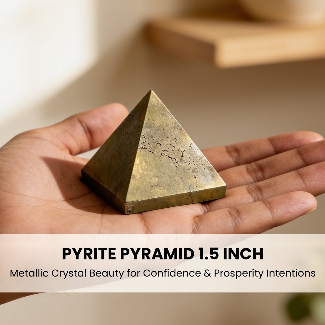 Pyrite Pyramid Money Magnet Stone for Career, Business Opportunities, Wealth Attraction (Size: 1inch to 1.5inch approx) - plusvalueindia