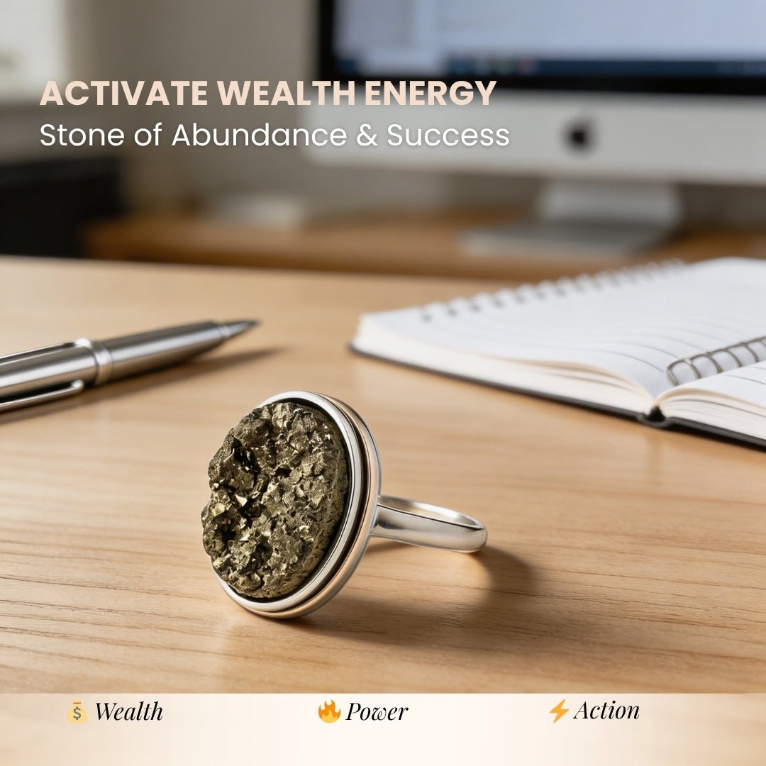 Pyrite Stone Ring Attract Money Wealth Fast - plusvalueindia