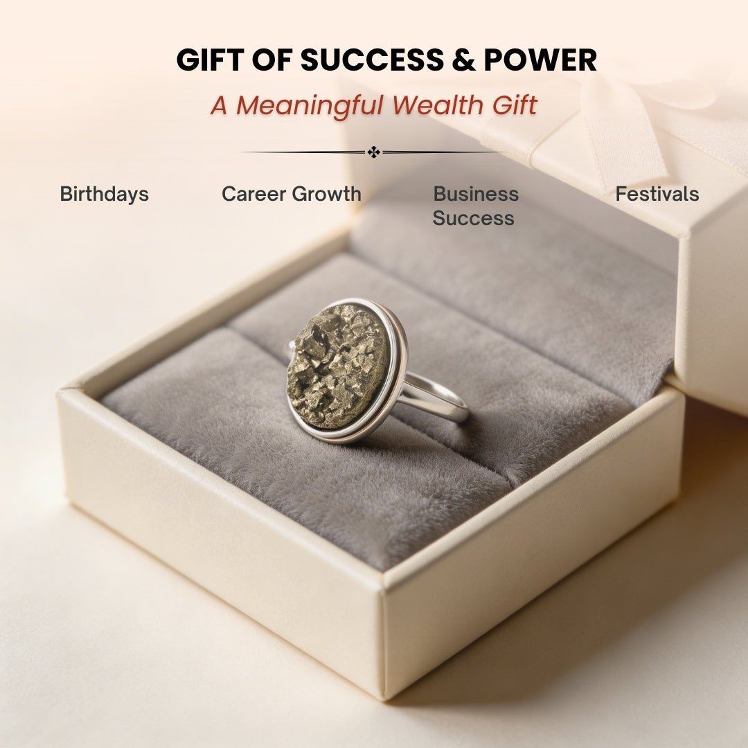 Pyrite Stone Ring Attract Money Wealth Fast - plusvalueindia
