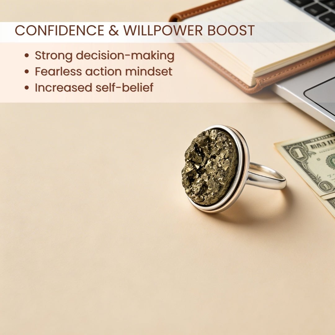 Pyrite Stone Ring Attract Money Wealth Fast - plusvalueindia