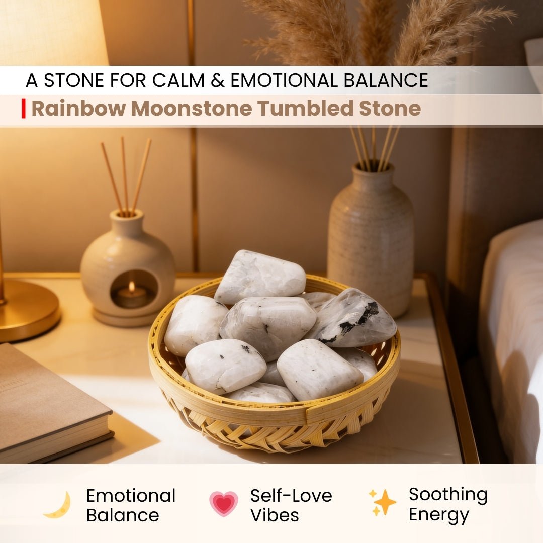 Rainbow Moonstone Tumbled Stone Pebbles - plusvalueindia