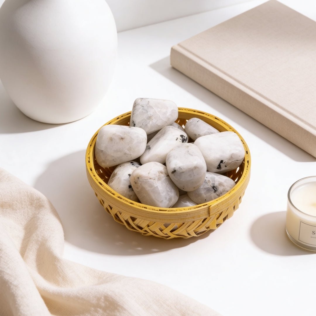 Rainbow Moonstone Tumbled Stone Pebbles - plusvalueindia