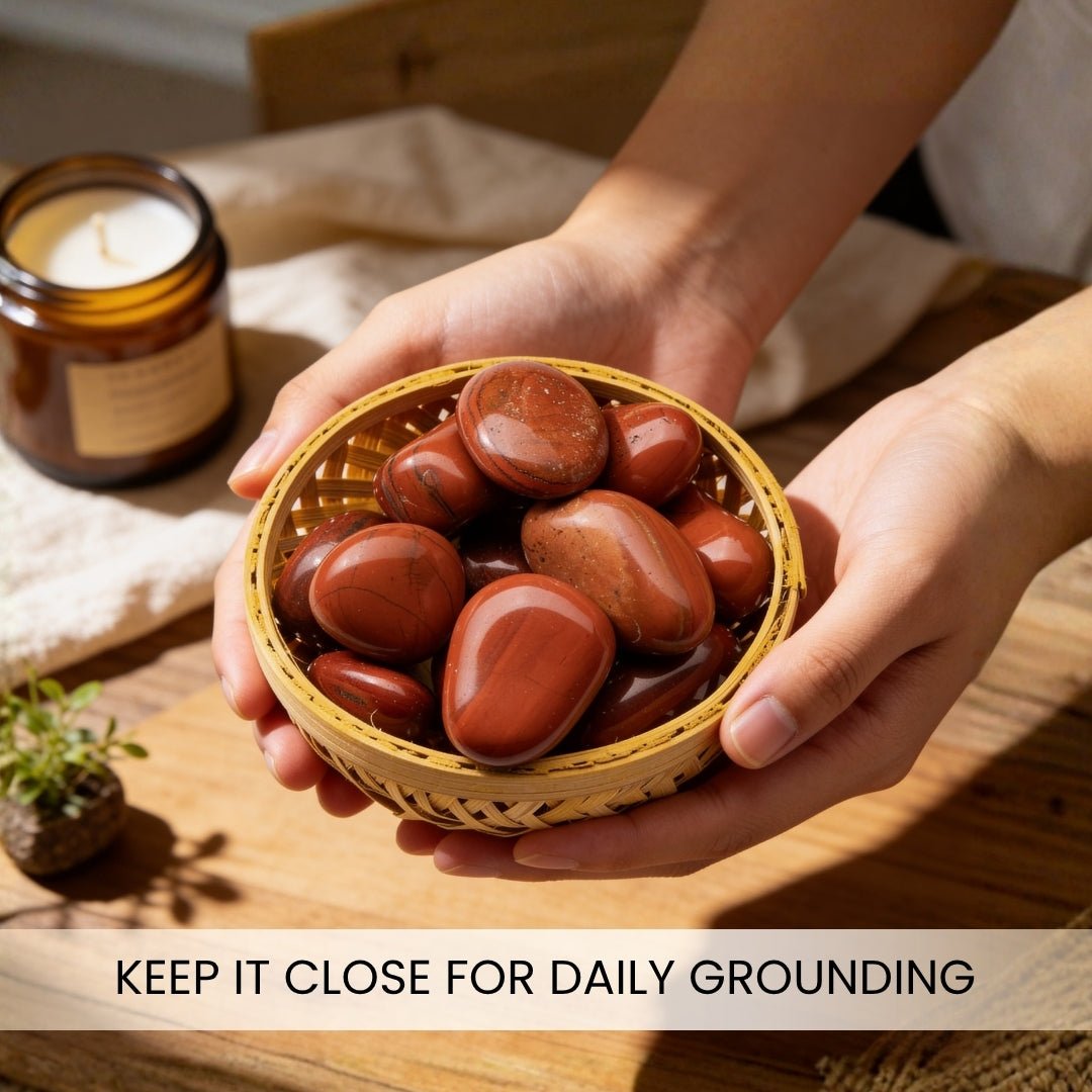 Red Jasper Tumbled Stone Pebbles Crystals, energised before dispatch by Plus Value India