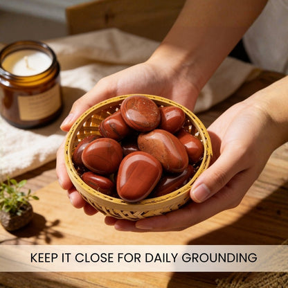 Red Jasper Tumbled Stone Pebbles Crystals, energised before dispatch by Plus Value India