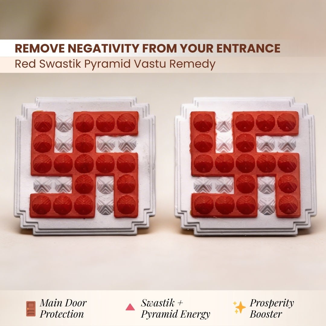Red Swastik Pyramid 2.5'' Pair Vastu Remedies - plusvalueindia