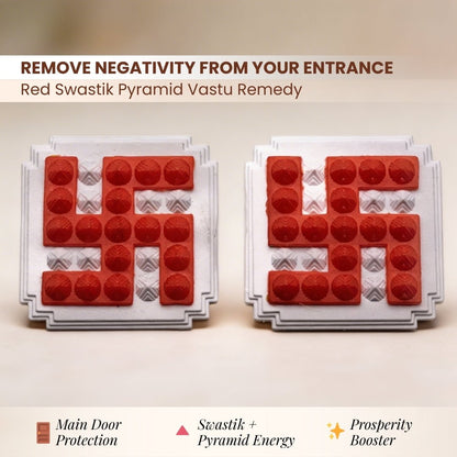 Red Swastik Pyramid 2.5'' Pair Vastu Remedies - plusvalueindia