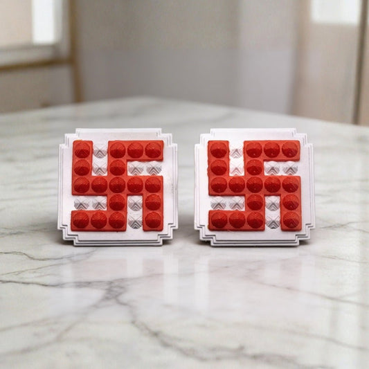 Red Swastik Pyramid 2.5'' Pair Vastu Remedies - plusvalueindia