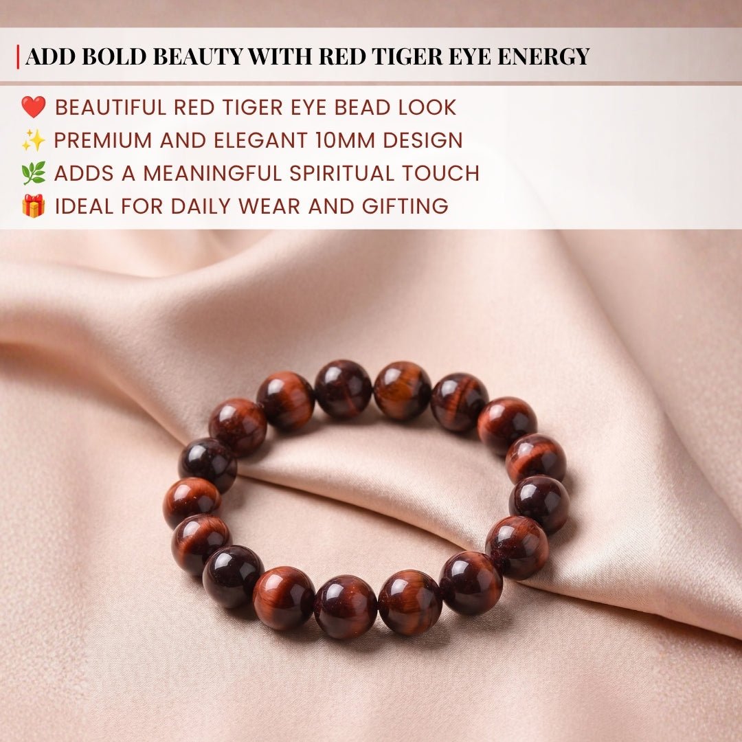 Red Tiger Eye Bracelet for Grounding and Protection - plusvalueindia