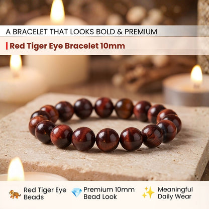 Red Tiger Eye Bracelet for Grounding and Protection - plusvalueindia