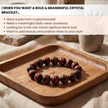 Red Tiger Eye Bracelet for Grounding and Protection - plusvalueindia