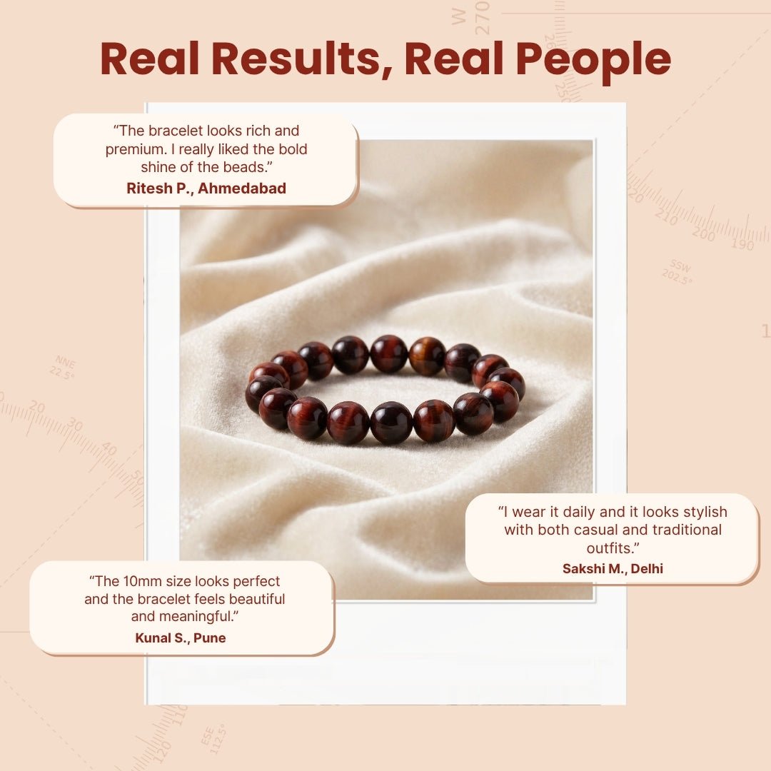 Red Tiger Eye Bracelet for Grounding and Protection - plusvalueindia