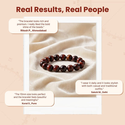Red Tiger Eye Bracelet for Grounding and Protection - plusvalueindia