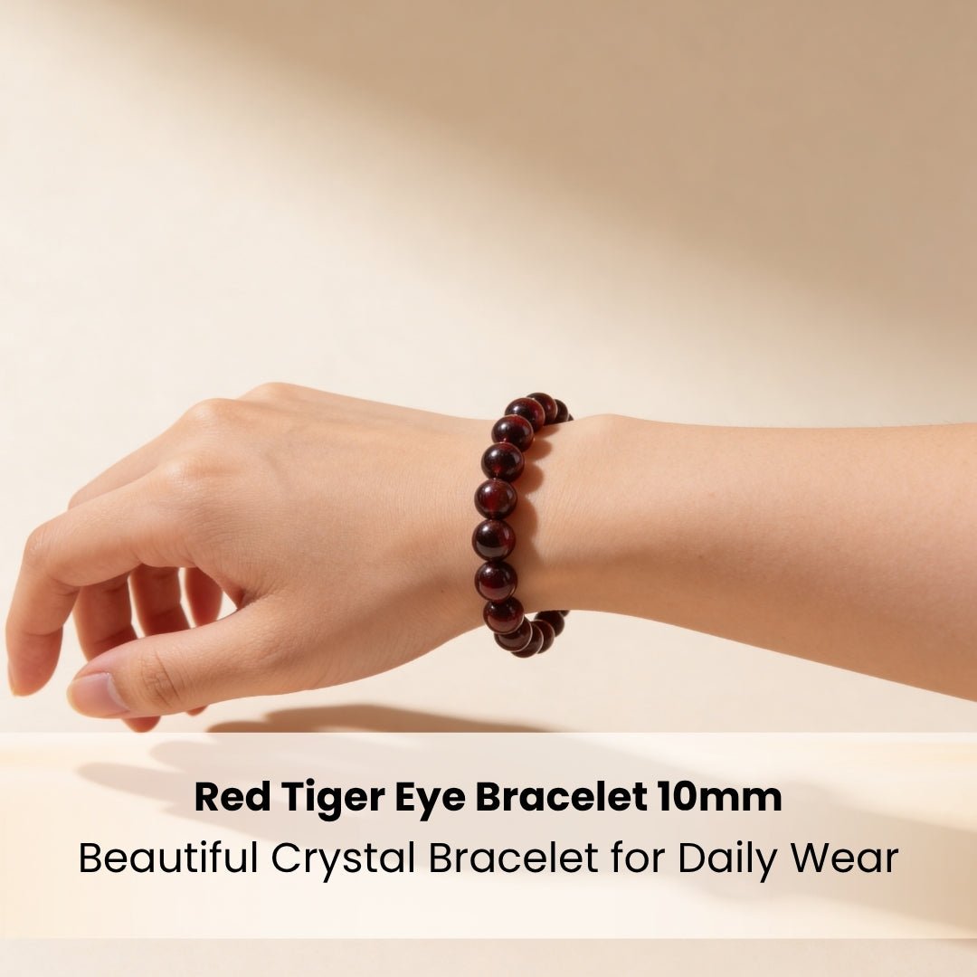 Red Tiger Eye Bracelet for Grounding and Protection - plusvalueindia
