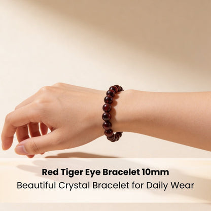 Red Tiger Eye Bracelet for Grounding and Protection - plusvalueindia