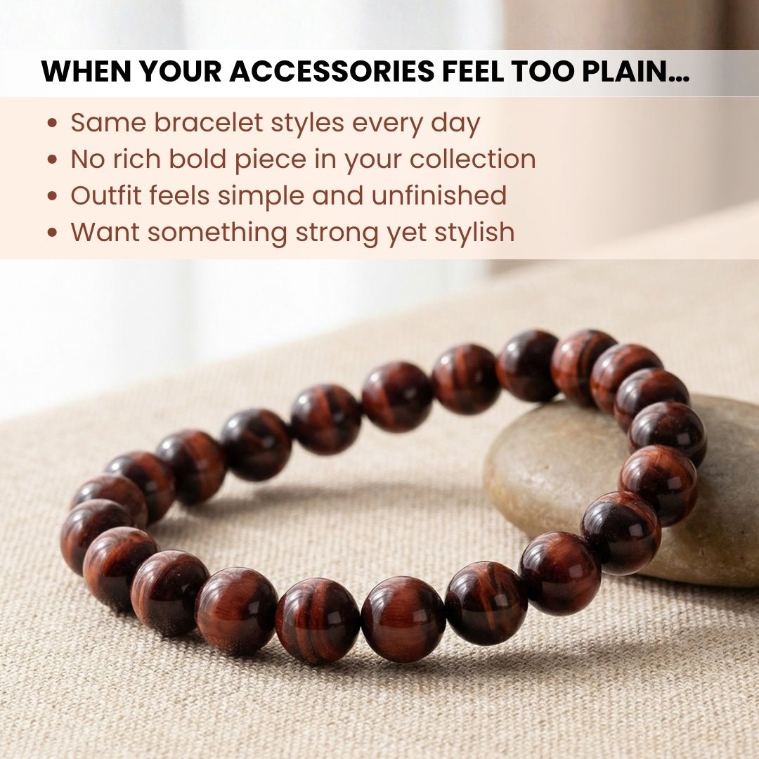 Red Tiger Eye Bracelet for Grounding and Protection - plusvalueindia