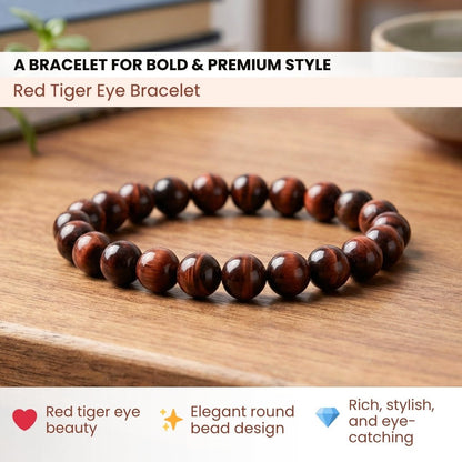 Red Tiger Eye Bracelet for Grounding and Protection - plusvalueindia