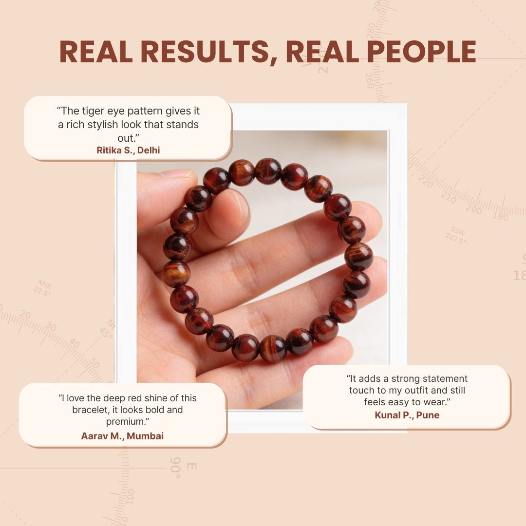 Red Tiger Eye Bracelet for Grounding and Protection - plusvalueindia