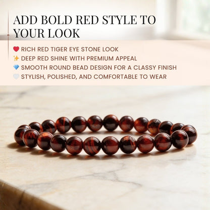 Red Tiger Eye Bracelet for Grounding and Protection - plusvalueindia