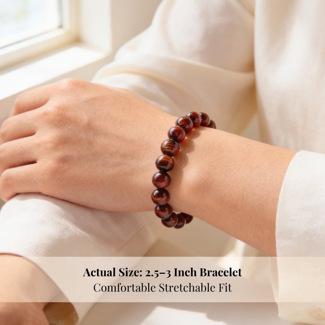 Red Tiger Eye Bracelet for Grounding and Protection - plusvalueindia
