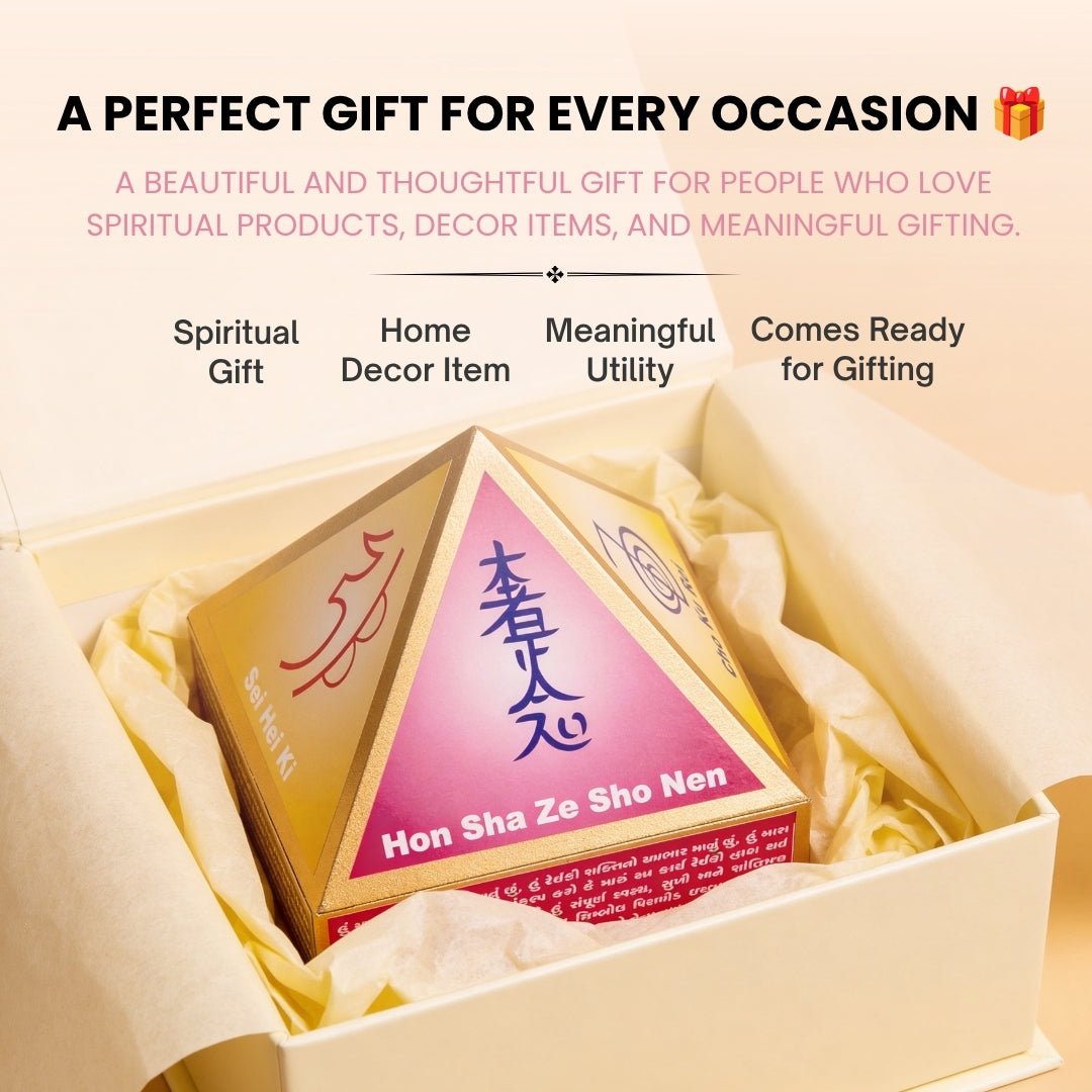 Reiki Symbol Wooden Wish Box Cash Box Pyramid - plusvalueindia