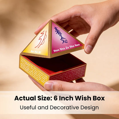 Reiki Symbol Wooden Wish Box Cash Box Pyramid - plusvalueindia