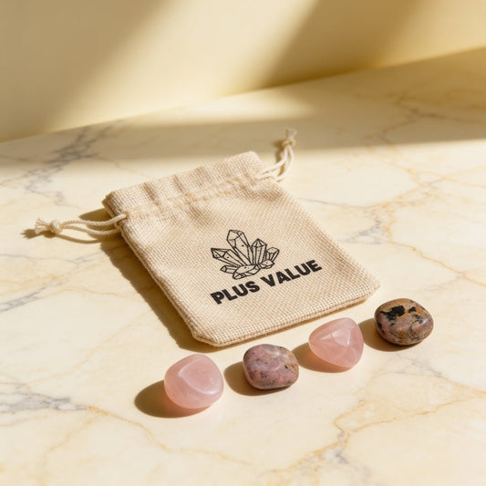 Relationship Harmony pocket crystal bag featuring love and compassion tumbled gemstones in a drawstring pouch
