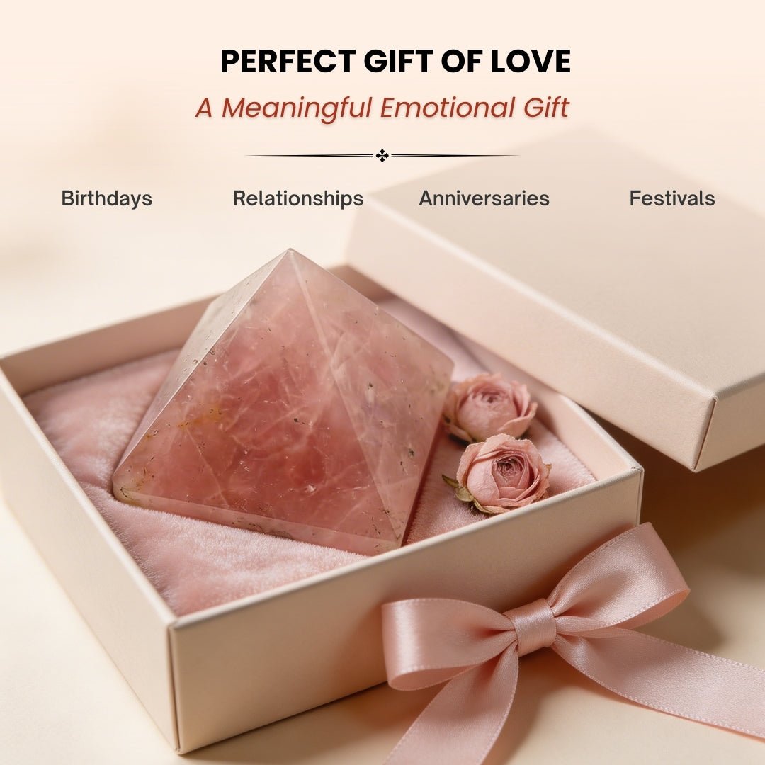 Relationship Pyramid - Natural Pink Rose Quartz Pyramid 2inch - plusvalueindia