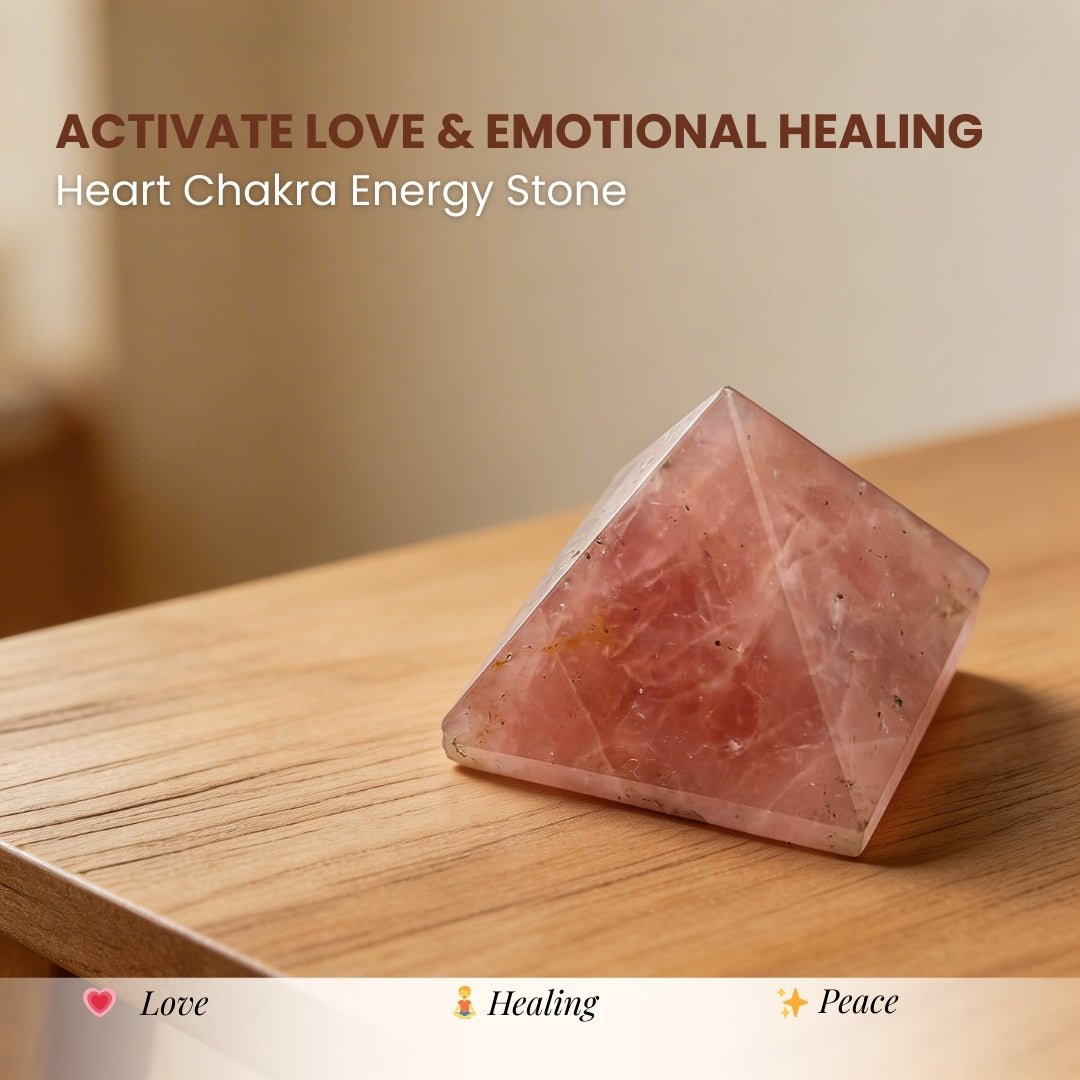 Relationship Pyramid - Natural Pink Rose Quartz Pyramid 2inch - plusvalueindia