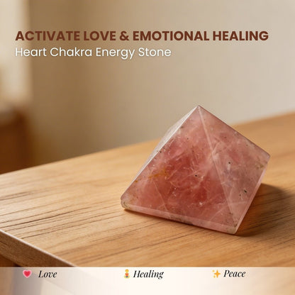 Relationship Pyramid - Natural Pink Rose Quartz Pyramid 2inch - plusvalueindia