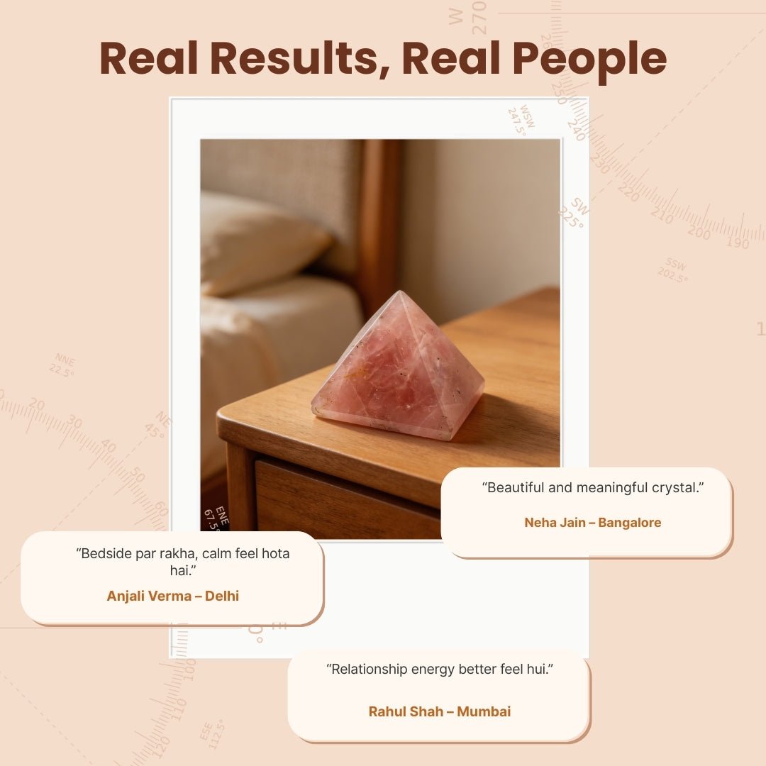 Relationship Pyramid - Natural Pink Rose Quartz Pyramid 2inch - plusvalueindia