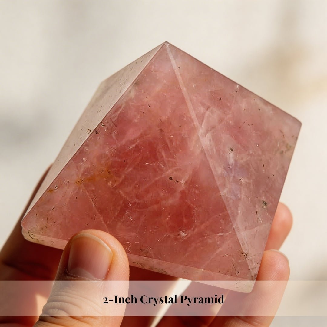 Relationship Pyramid - Natural Pink Rose Quartz Pyramid 2inch - plusvalueindia