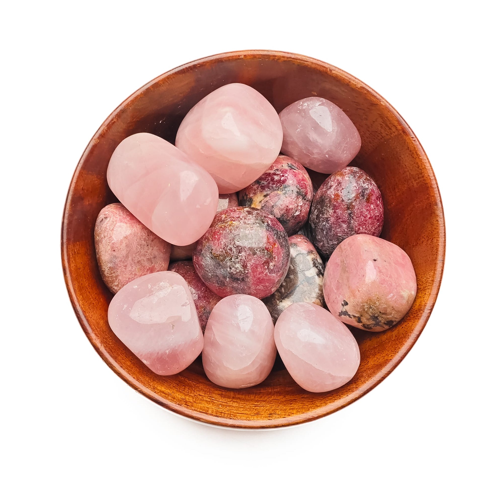 relationship tumble crystal stone pebble 300gm wooden bowl