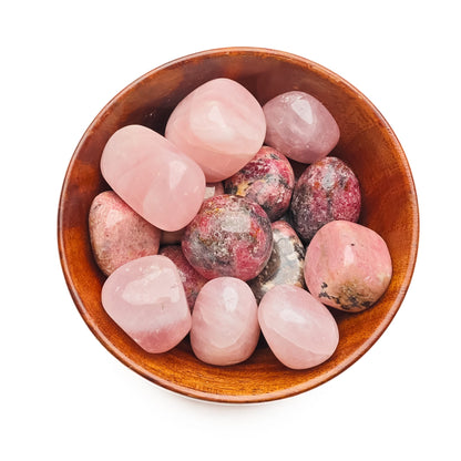relationship tumble crystal stone pebble 300gm wooden bowl