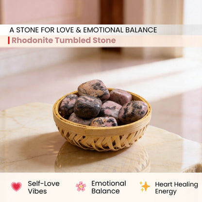 Rhodonite Tumbled Stone Pebbles - plusvalueindia