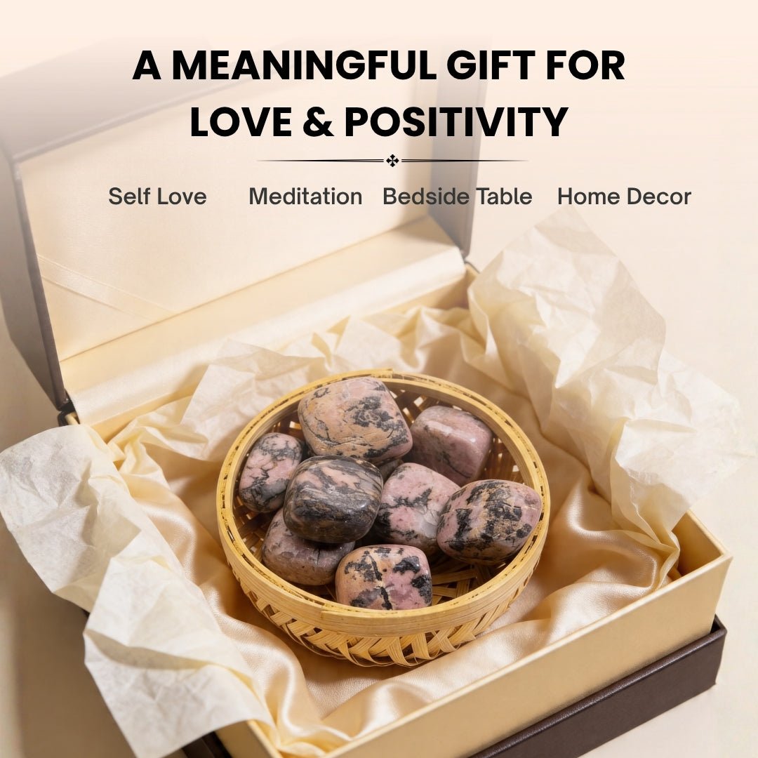 Rhodonite Tumbled Stone Pebbles - plusvalueindia
