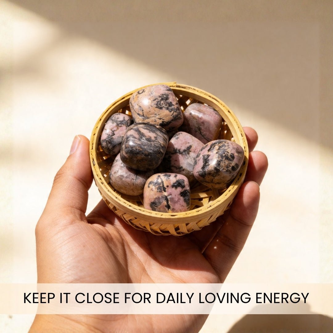 Rhodonite Tumbled Stone Pebbles - plusvalueindia