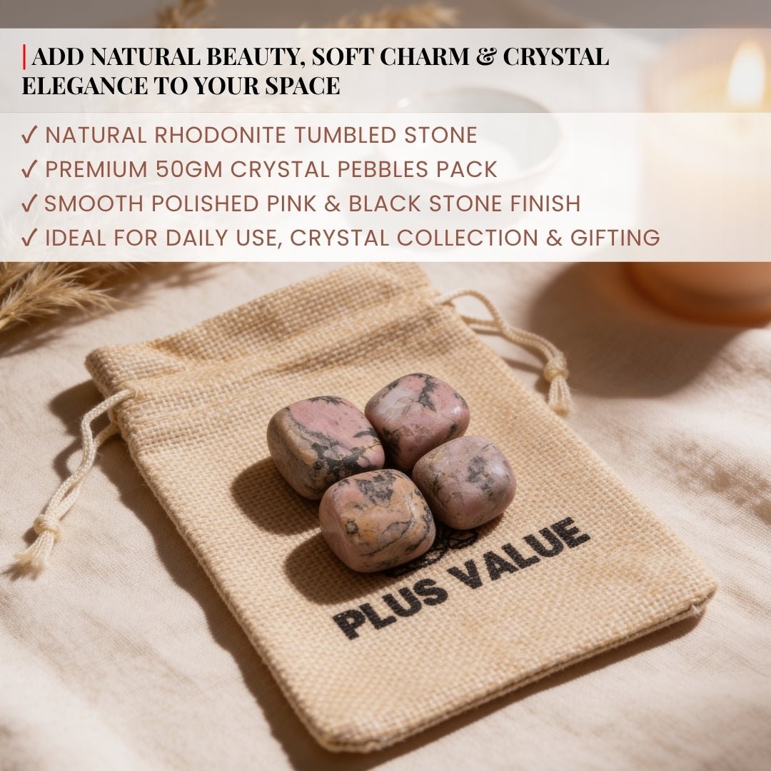 Rhodonite Tumbled Stone Pebbles - plusvalueindia