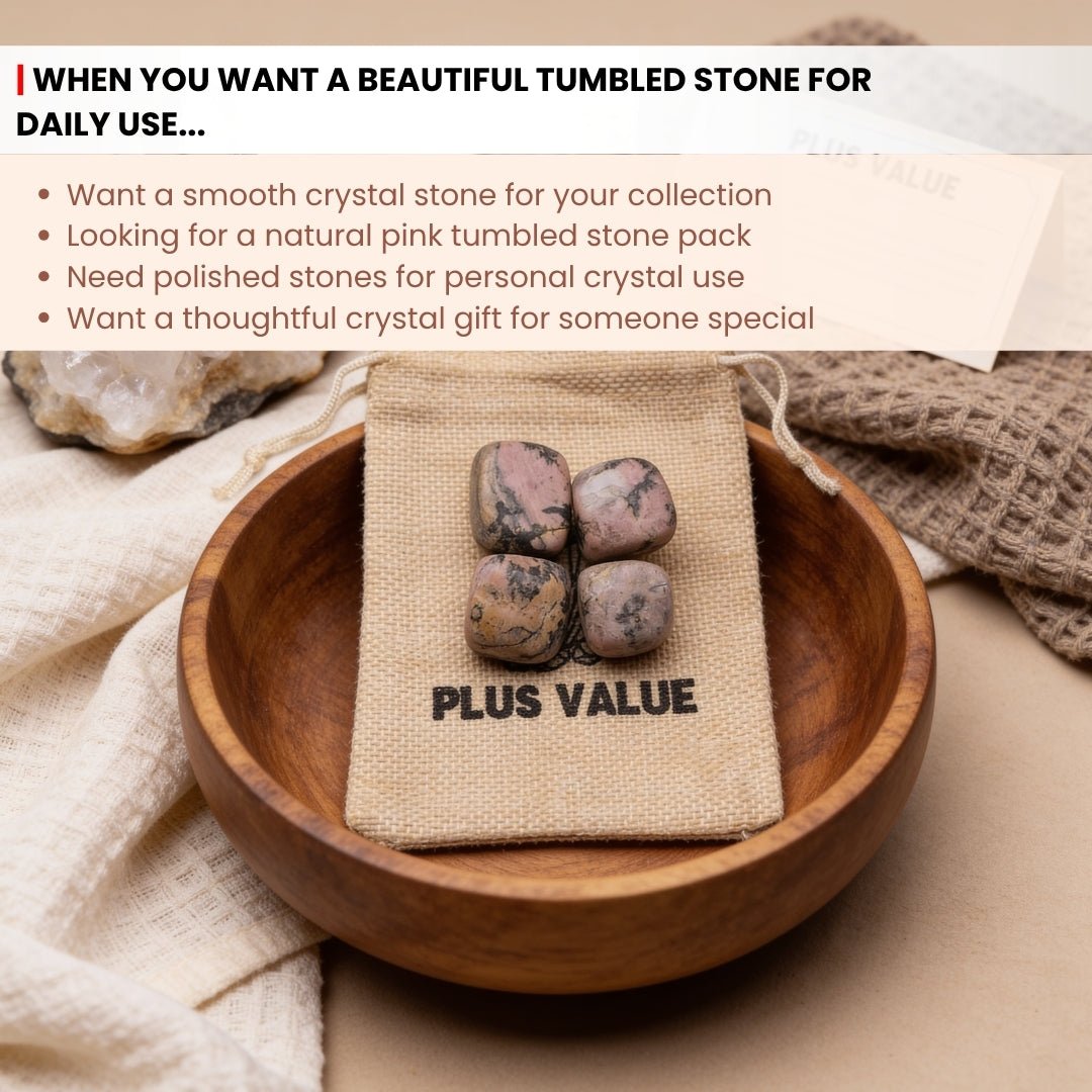 Rhodonite Tumbled Stone Pebbles - plusvalueindia